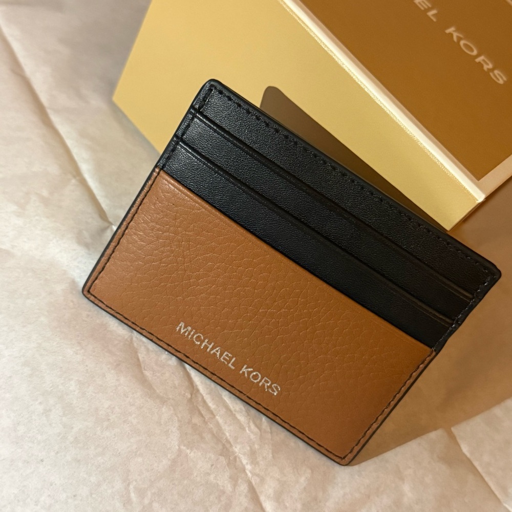 Michael Kors Two-Tone Black and Tan Card Holder